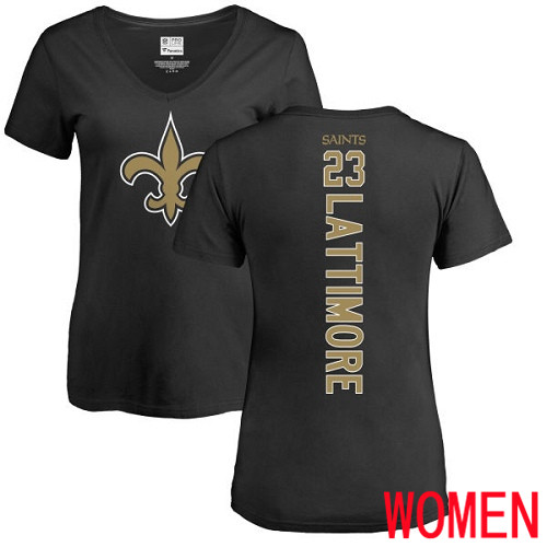 New Orleans Saints Black Women Marshon Lattimore Backer Slim Fit NFL Football #23 T Shirt->nfl t-shirts->Sports Accessory